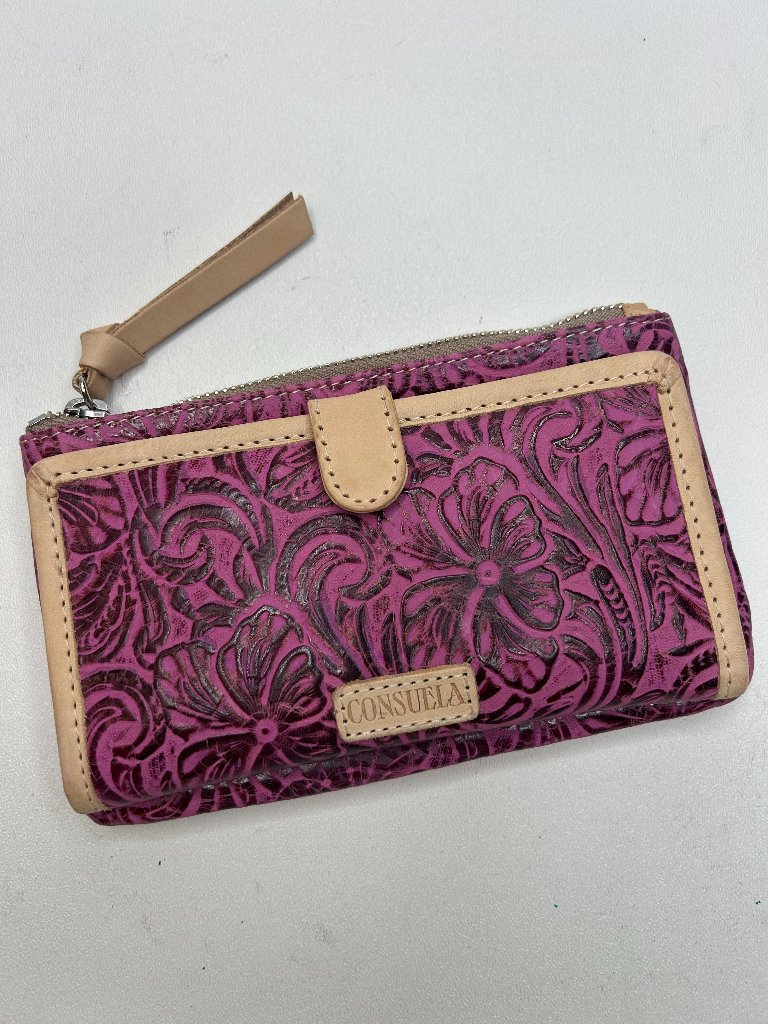 C0nsuela Slim Wallet Mena Tooled Embossed Leather Fuchsia